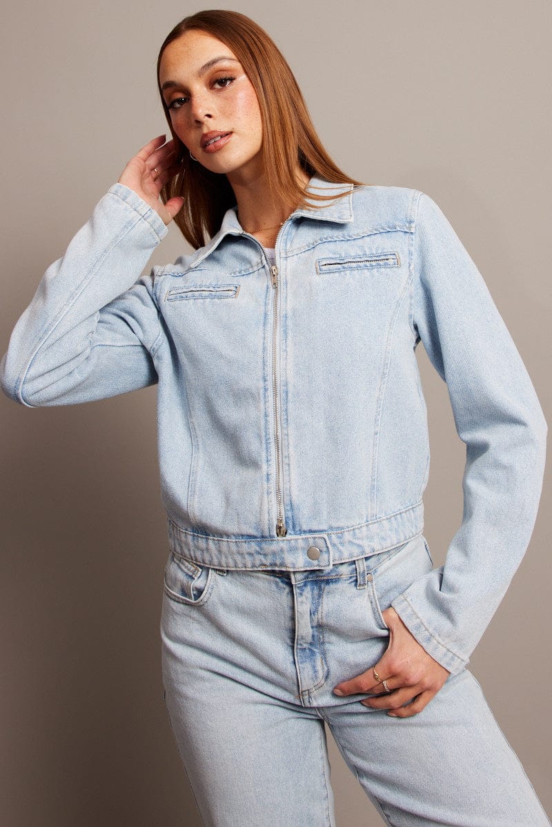 Denim Denim Jacket Long Sleeve for Ally Fashion