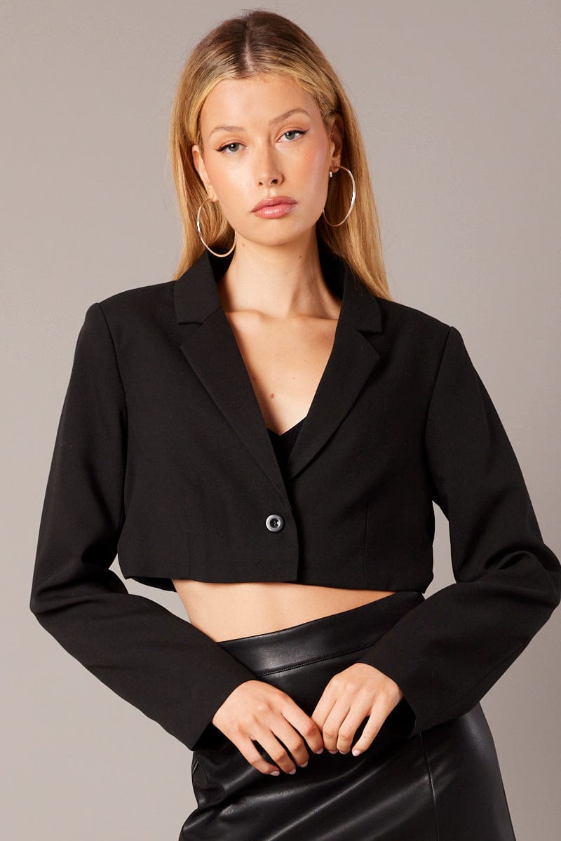 Black Crop Blazer Jacket for Ally Fashion