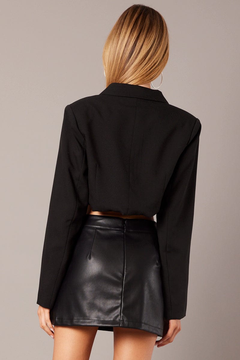 Black Crop Blazer Jacket for Ally Fashion