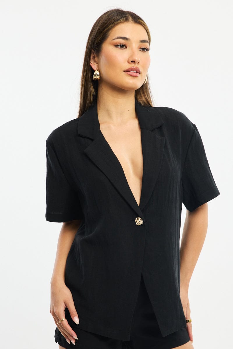 Black Jacket Short Sleeve for Ally Fashion