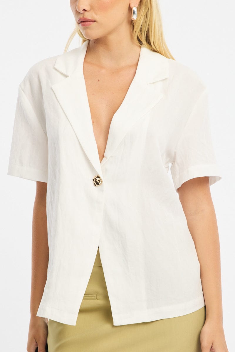 White Jacket Short Sleeve for Ally Fashion