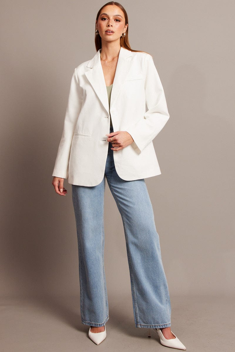 White Oversized Blazer Long Sleeve for Ally Fashion