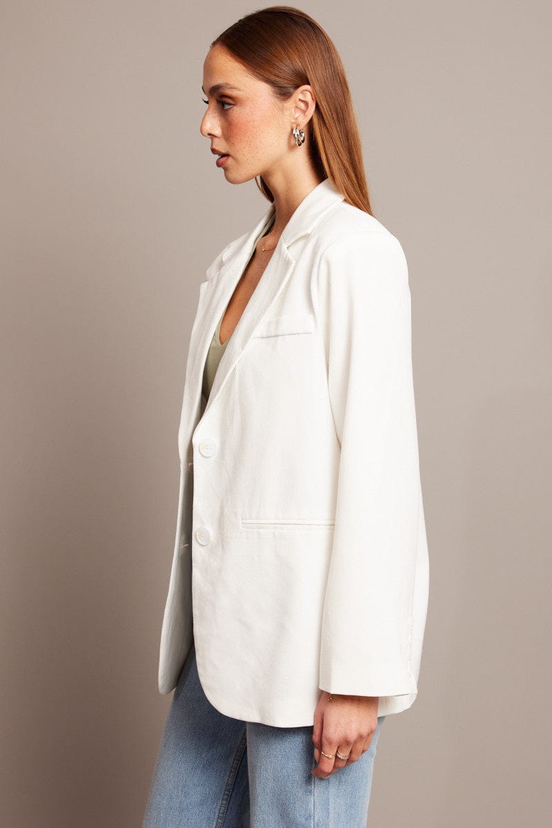 White Oversized Blazer Long Sleeve for Ally Fashion