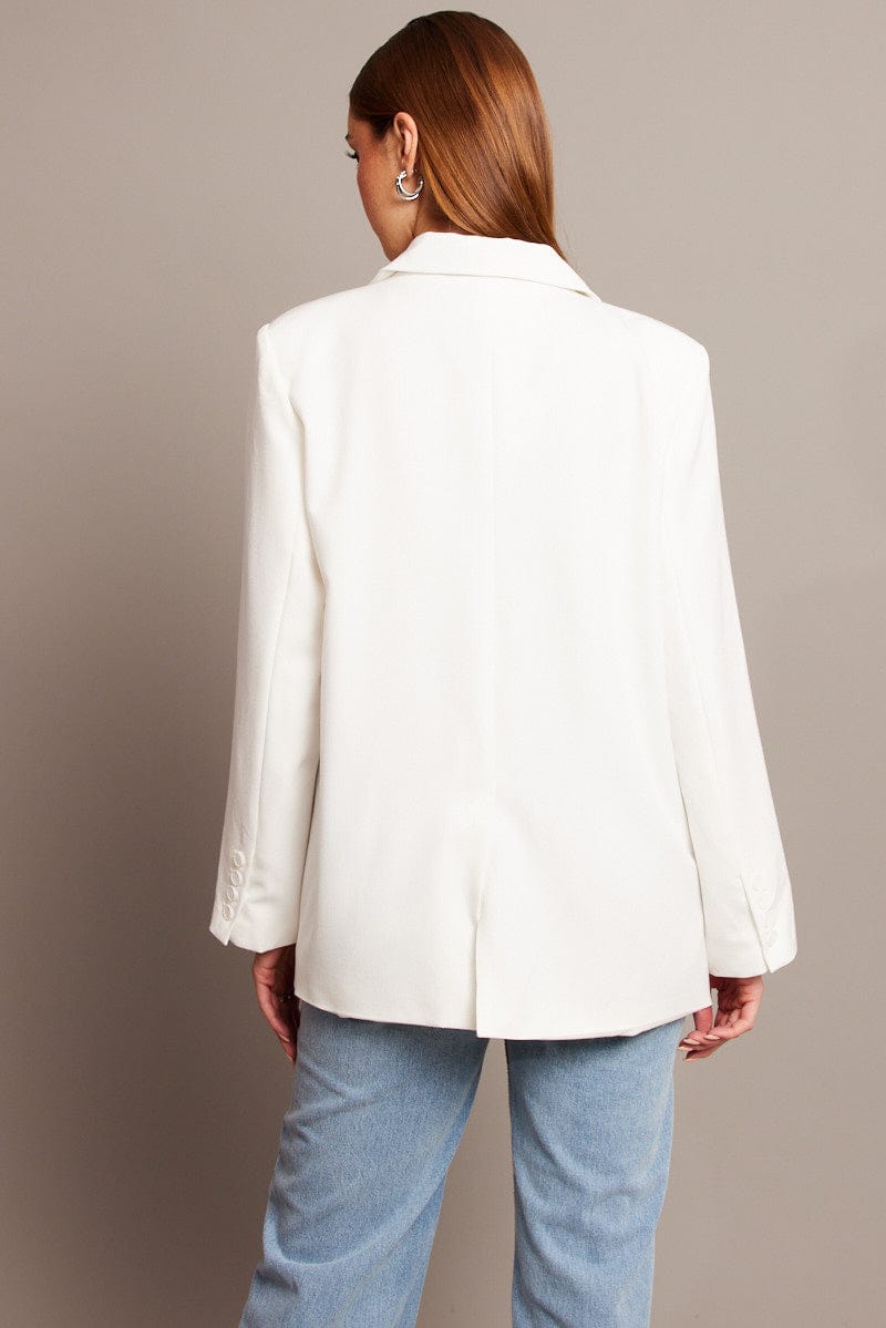 White Oversized Blazer Long Sleeve for Ally Fashion