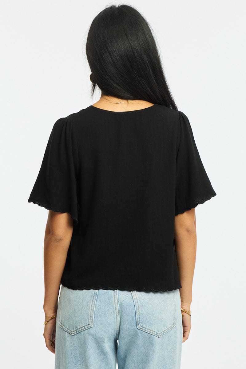 Black Tie Up Short Sleeve for Ally Fashion