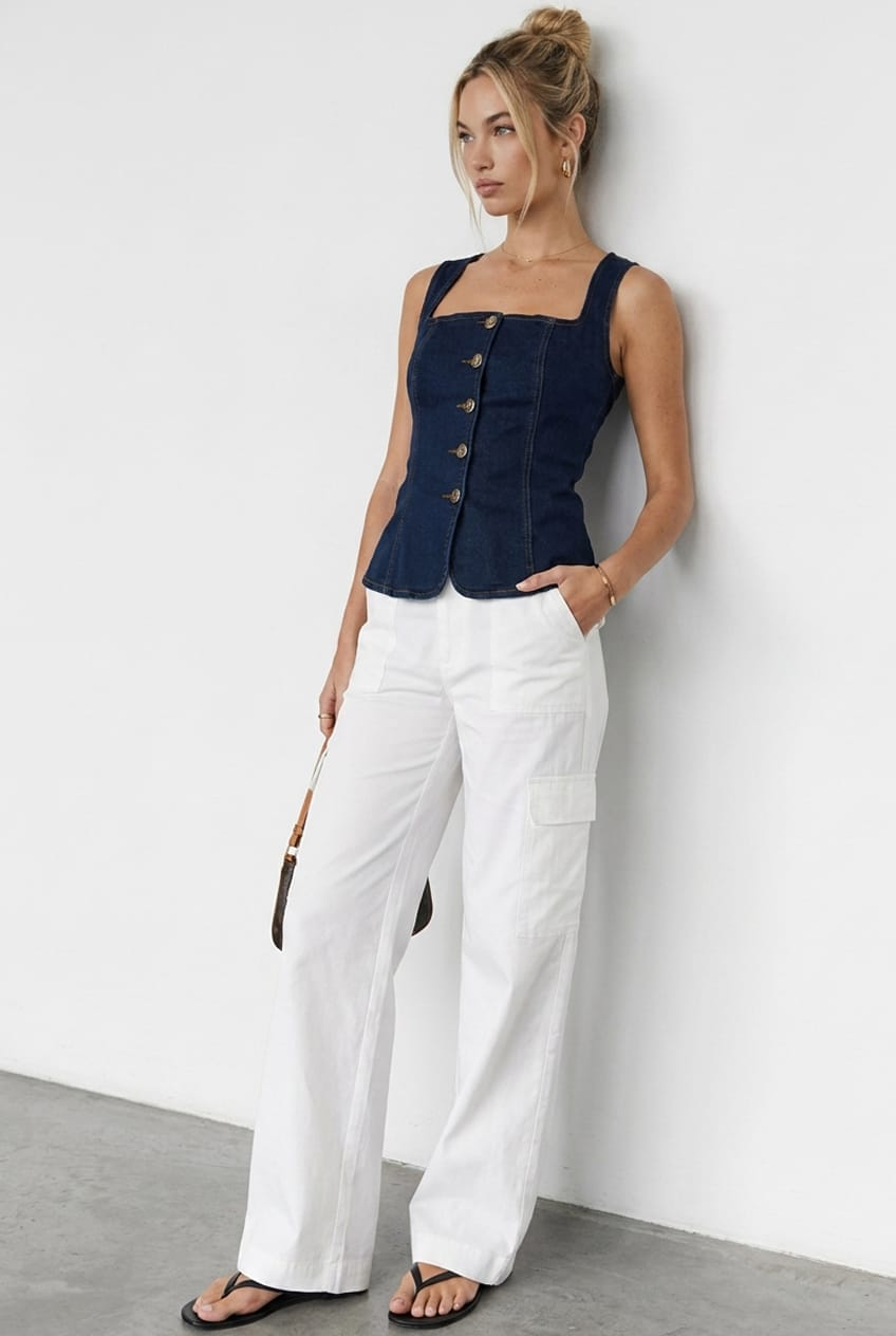 Denim Vest Square Neck for Ally Fashion