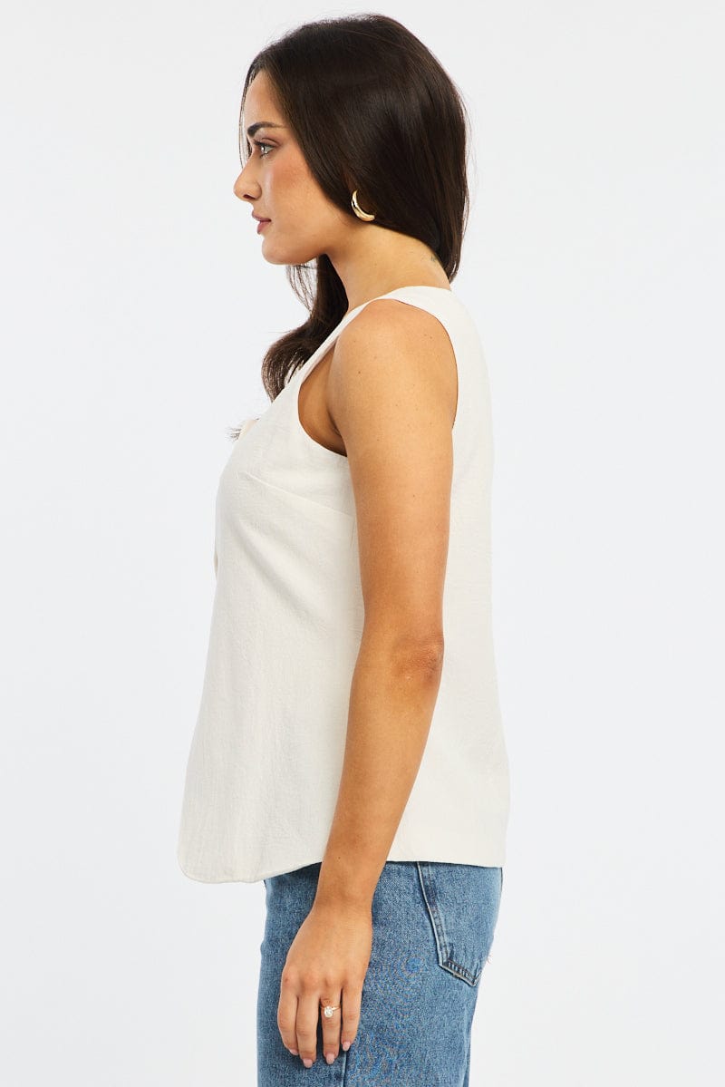 White Vest Button Down Sleeveless for Ally Fashion