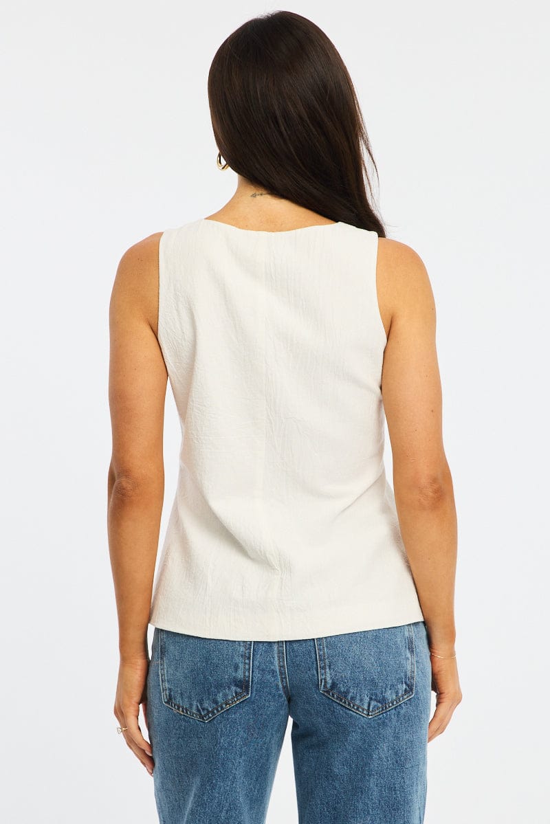 White Vest Button Down Sleeveless for Ally Fashion
