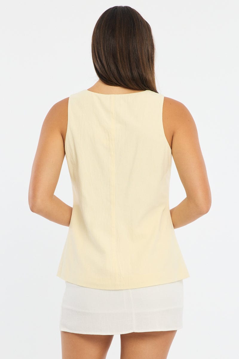 Yellow Vest Button Down Sleeveless for Ally Fashion