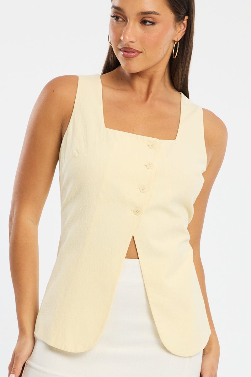 Yellow Vest Button Down Sleeveless for Ally Fashion
