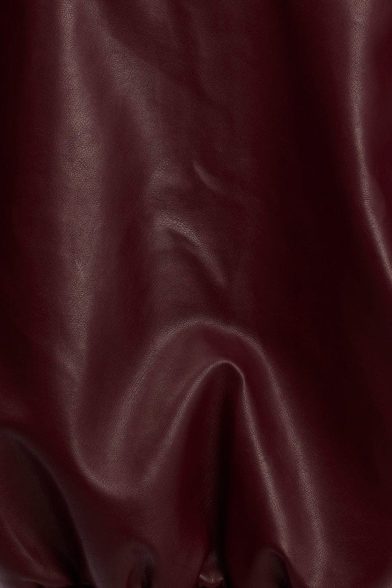 Red Bomber Jacket Faux Leather for Ally Fashion