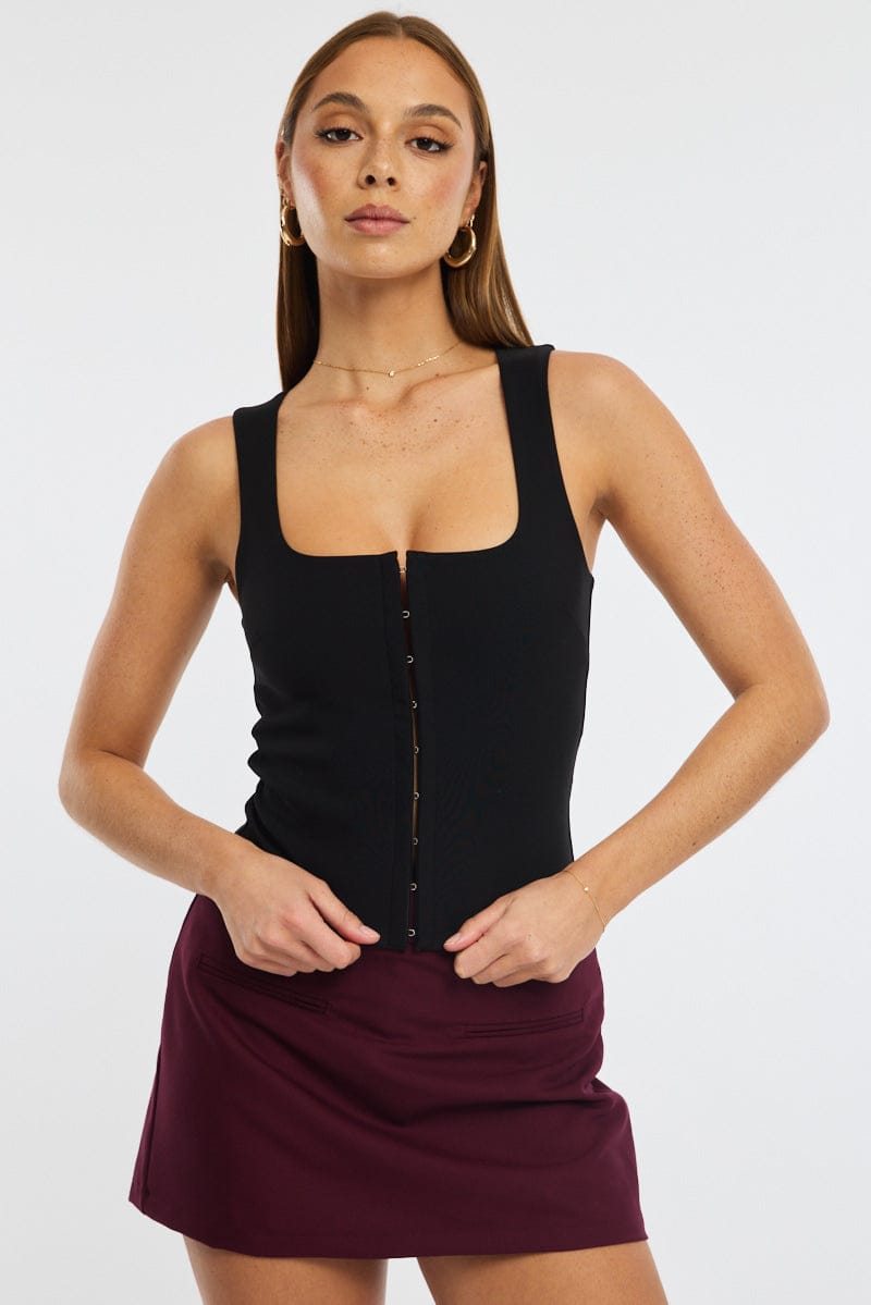 Black Vest Square Neck for Ally Fashion