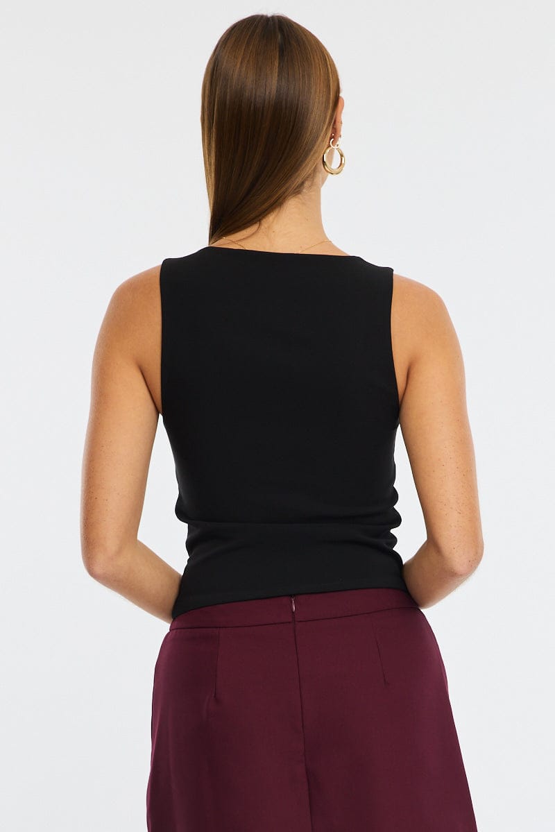 Black Vest Square Neck for Ally Fashion