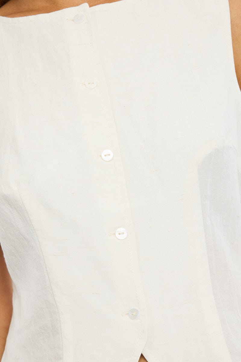 White Waistcoat Crew Neck for Ally Fashion