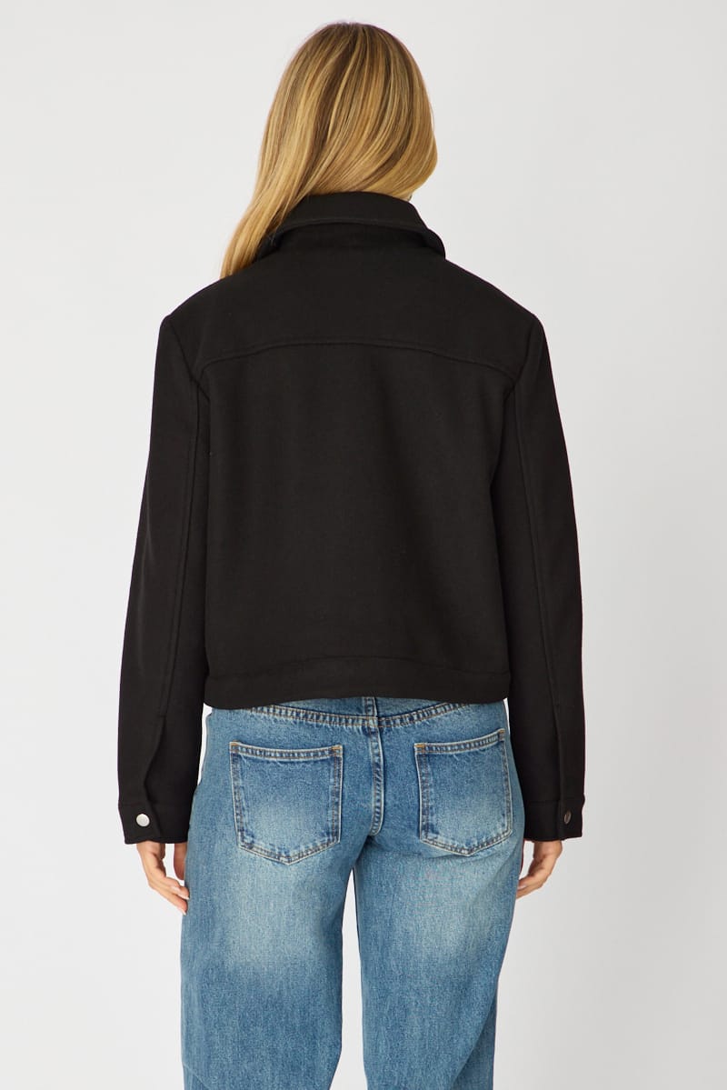 Black Zip Front Jacket for Ally Fashion