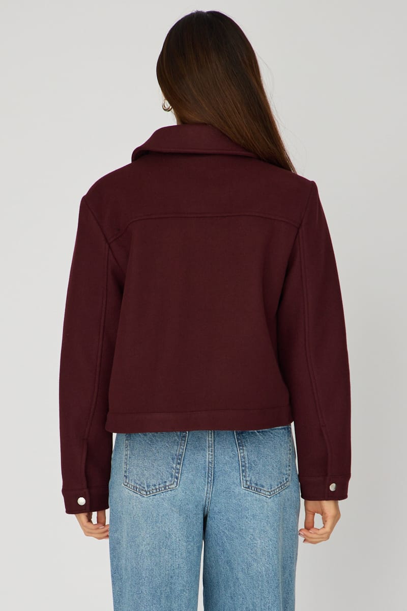 Red Zip Front Jacket for Ally Fashion
