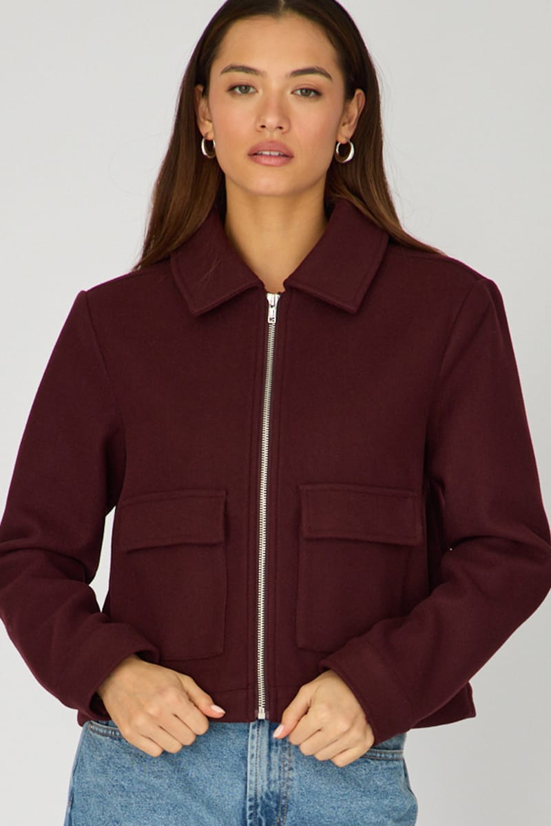 Red Zip Front Jacket for Ally Fashion