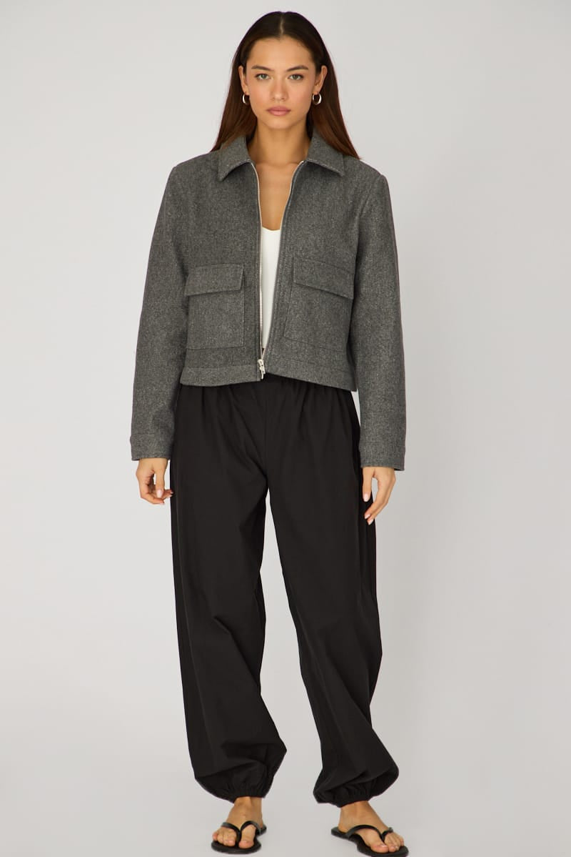 Grey Zip Front Jacket for Ally Fashion