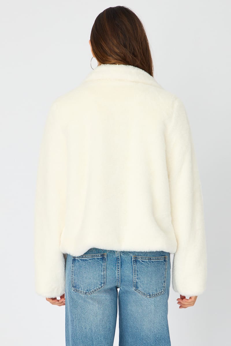 White Fur Jacket Collared for Ally Fashion