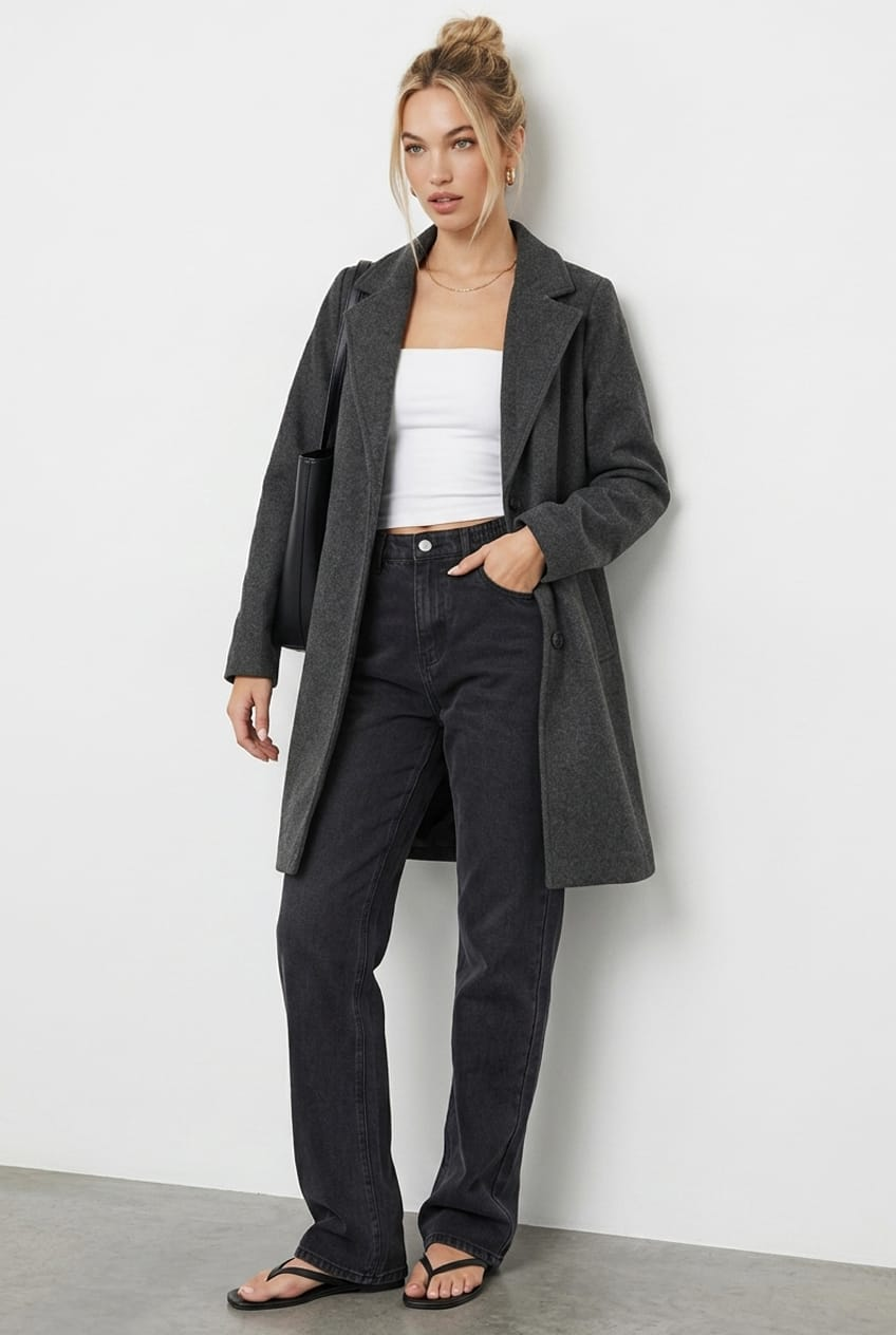 Grey Coat Long Sleeve for Ally Fashion