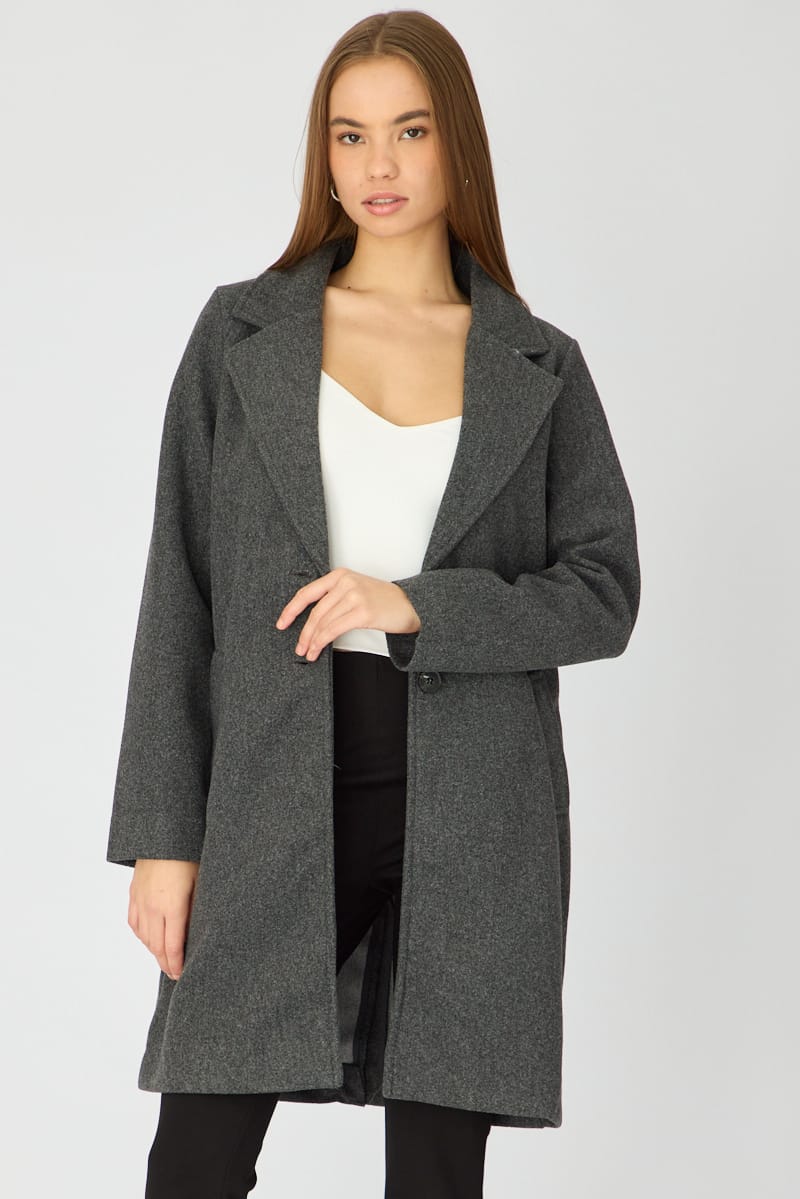 Grey Coat Long Sleeve for Ally Fashion