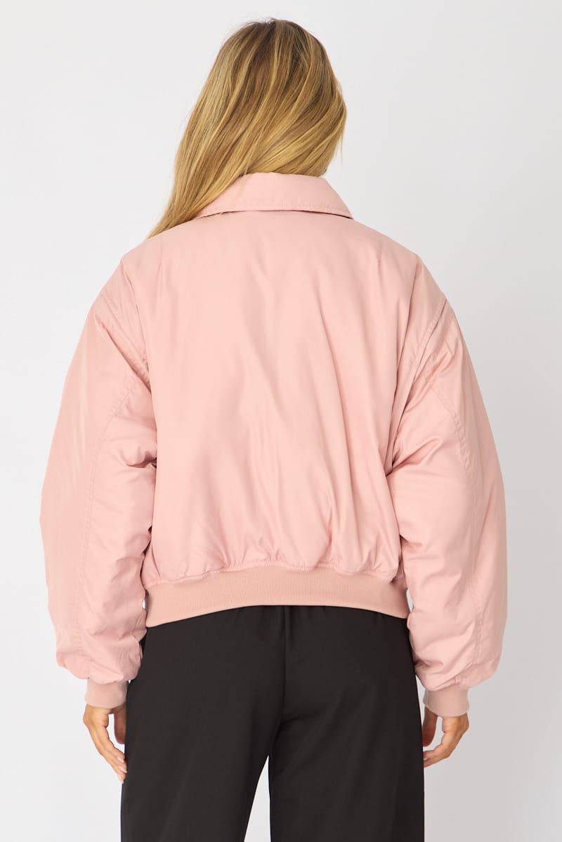 Pink Bomber Jacket Collared for Ally Fashion