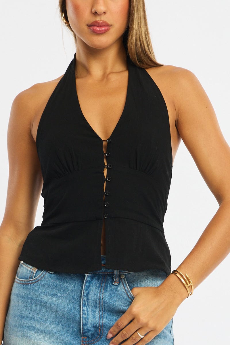 Black Vest Halter Neck for Ally Fashion