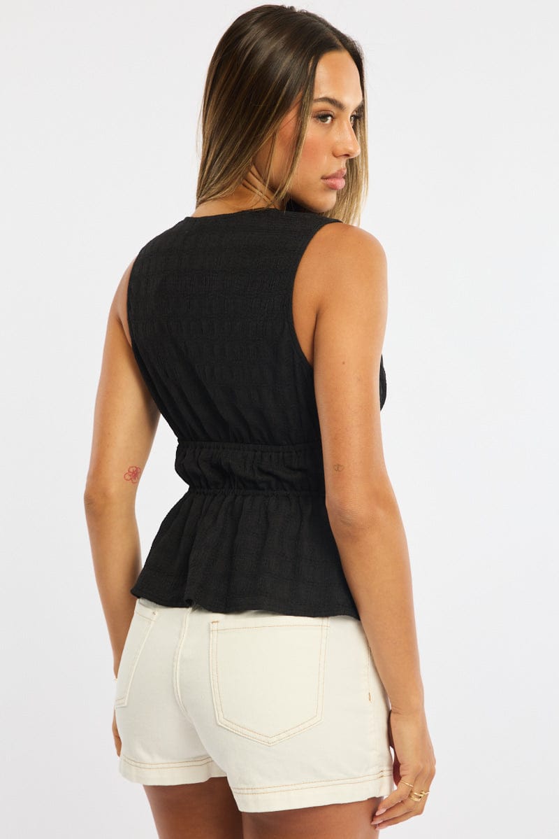 Black Tie Up Vest Sleeveless for Ally Fashion