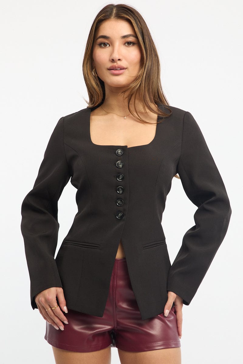 Black Fitted Blazer Jacket for Ally Fashion