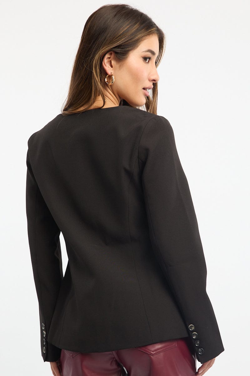 Black Fitted Blazer Jacket for Ally Fashion