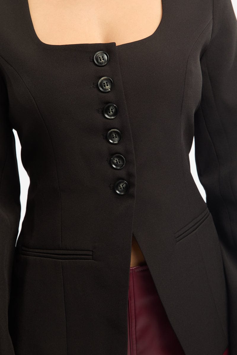 Black Fitted Blazer Jacket for Ally Fashion