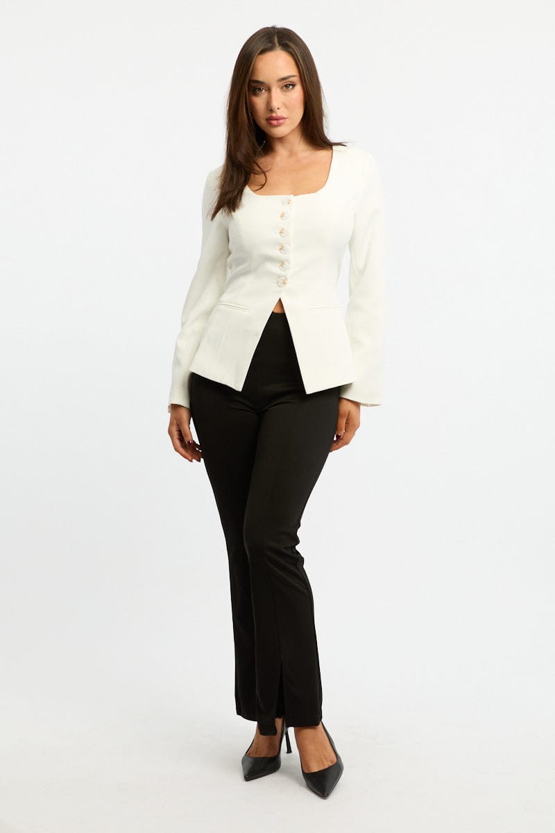 White Fitted Blazer Jacket for Ally Fashion