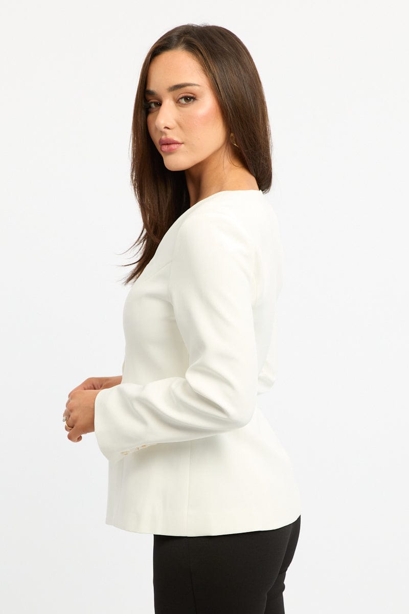 White Fitted Blazer Jacket for Ally Fashion