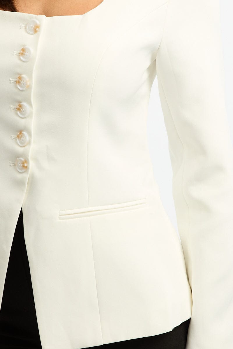 White Fitted Blazer Jacket for Ally Fashion