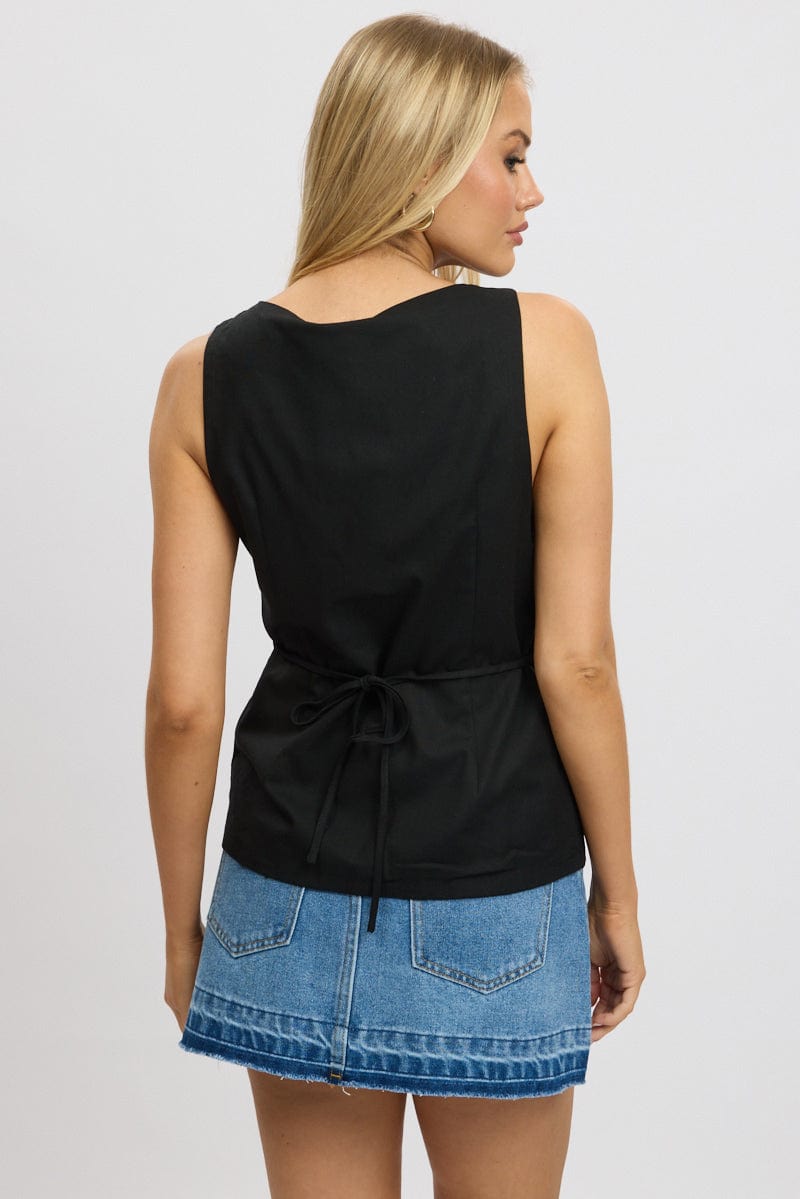 Black Linen Vest Tailored for Ally Fashion