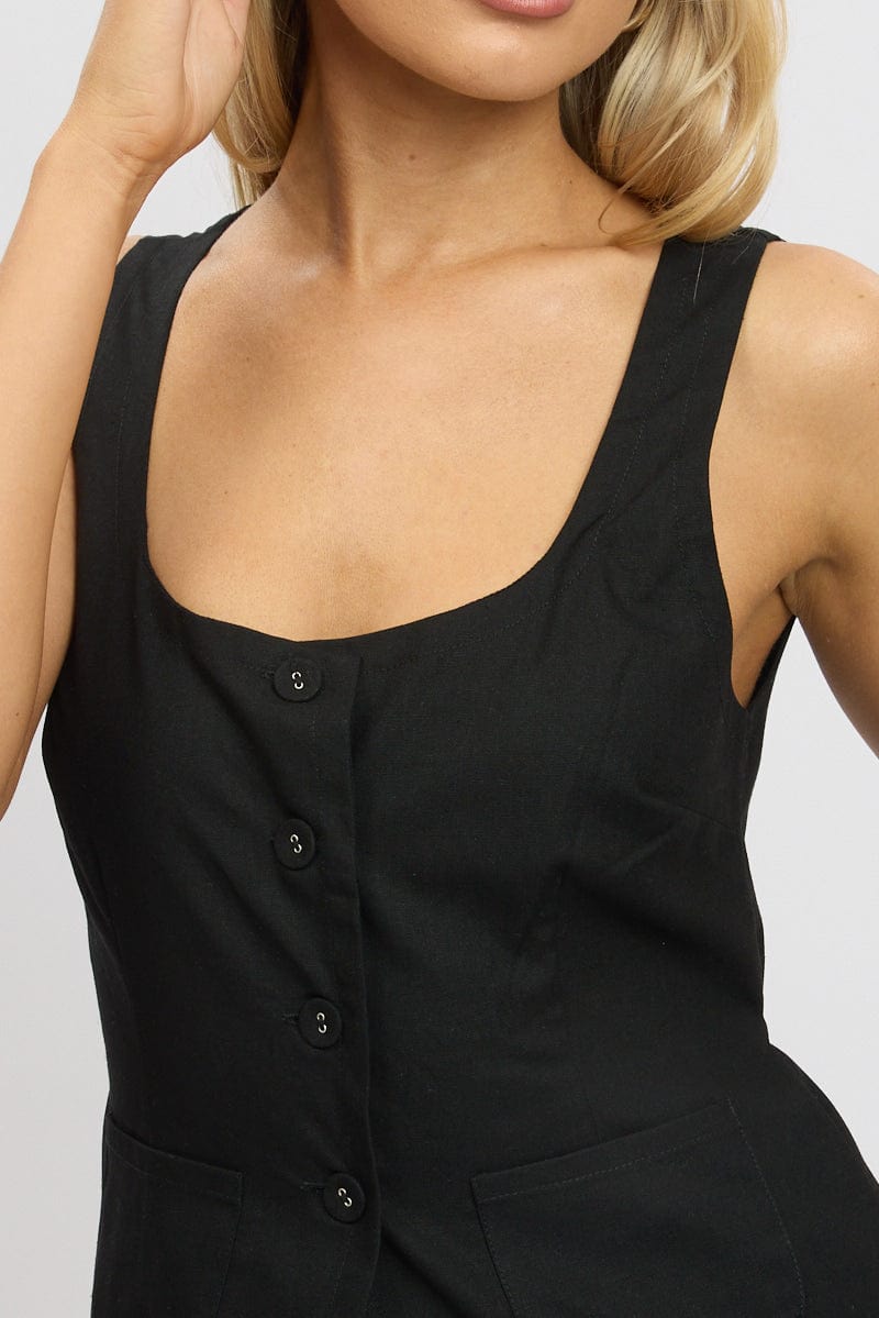 Black Linen Vest Tailored for Ally Fashion