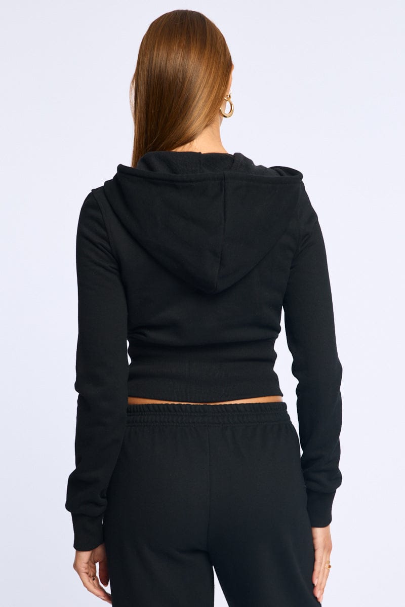Black Zip Through Hoodie for Ally Fashion