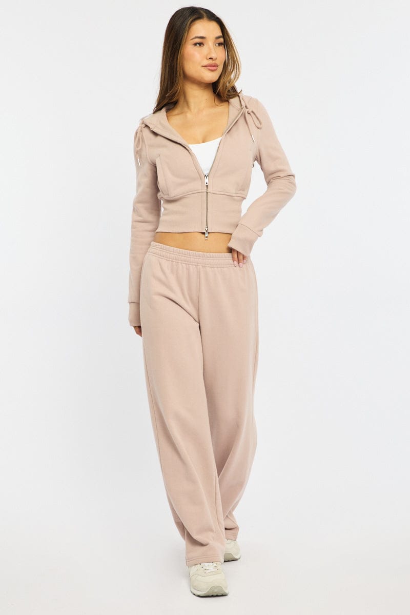 Brown Zip Through Hoodie for Ally Fashion