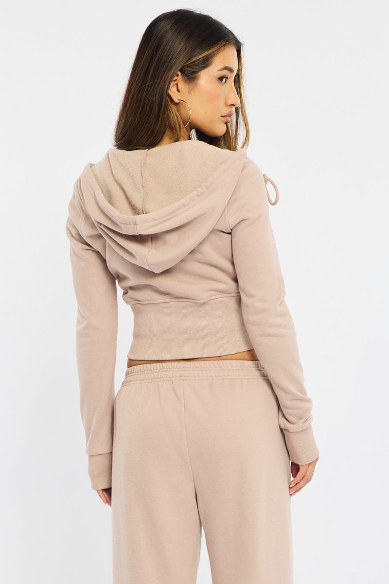 Brown Zip Through Hoodie for Ally Fashion