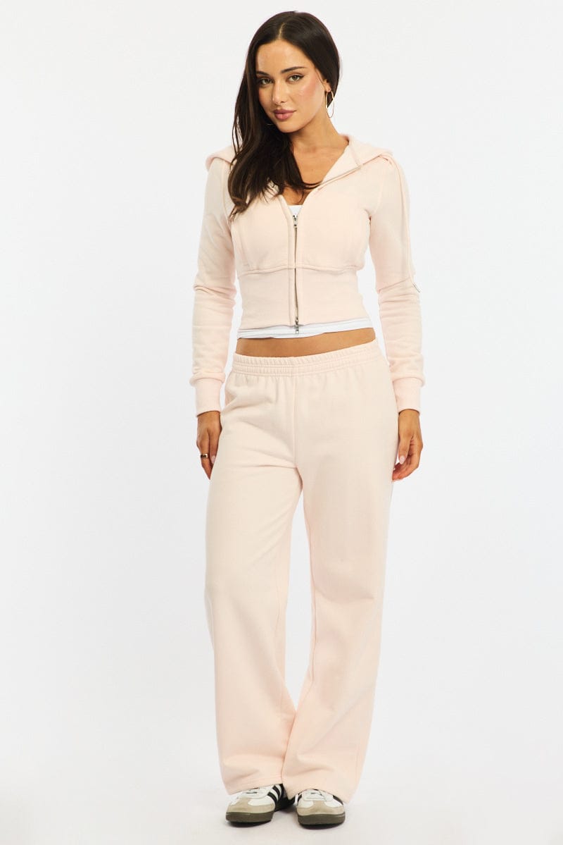 Pink Zip Through Hoodie for Ally Fashion