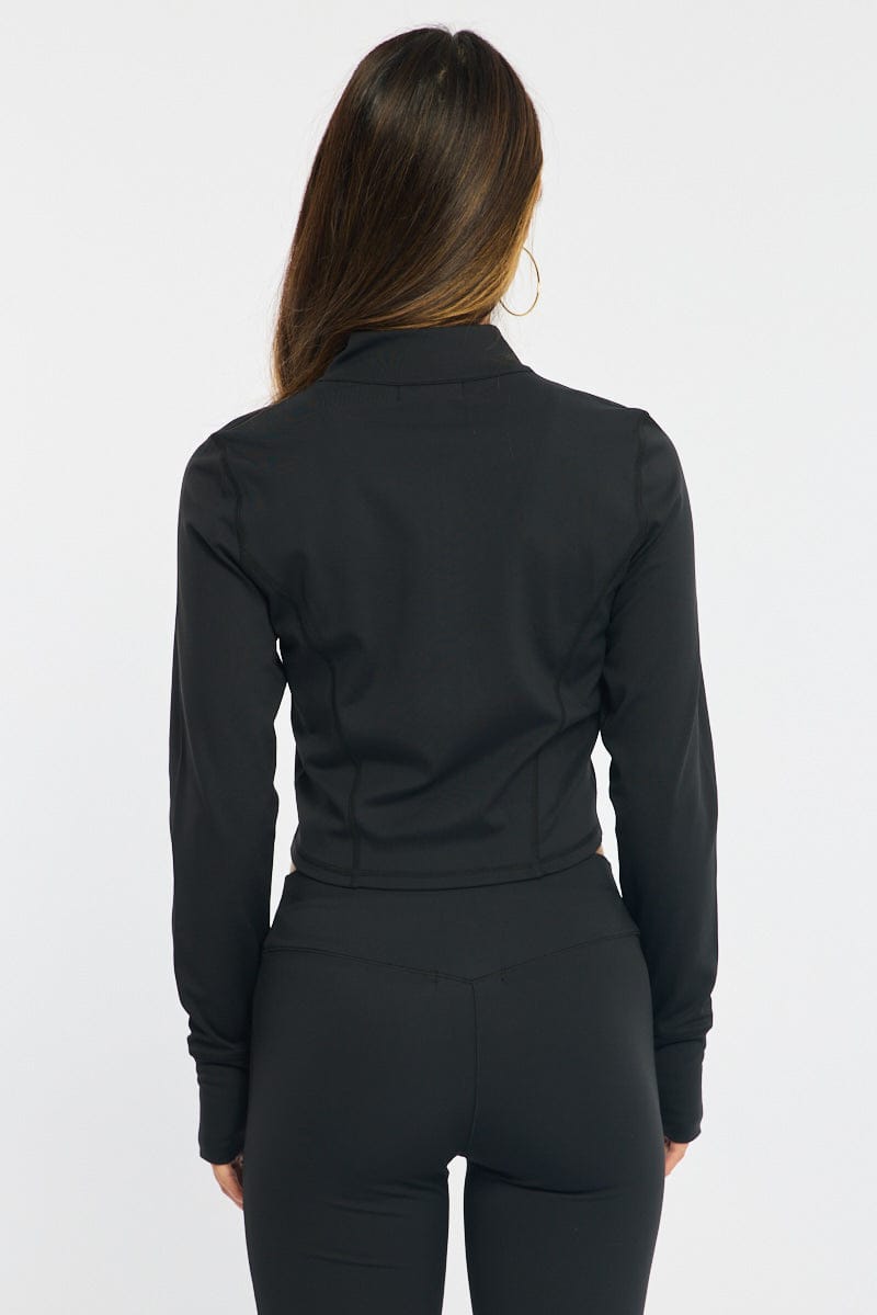 Black Active Jacket Long Sleeve for Ally Fashion