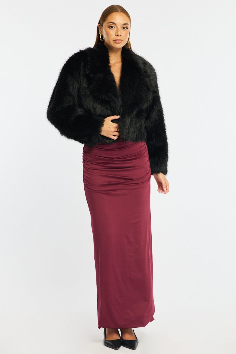 Black Faux Fur Jacket for Ally Fashion