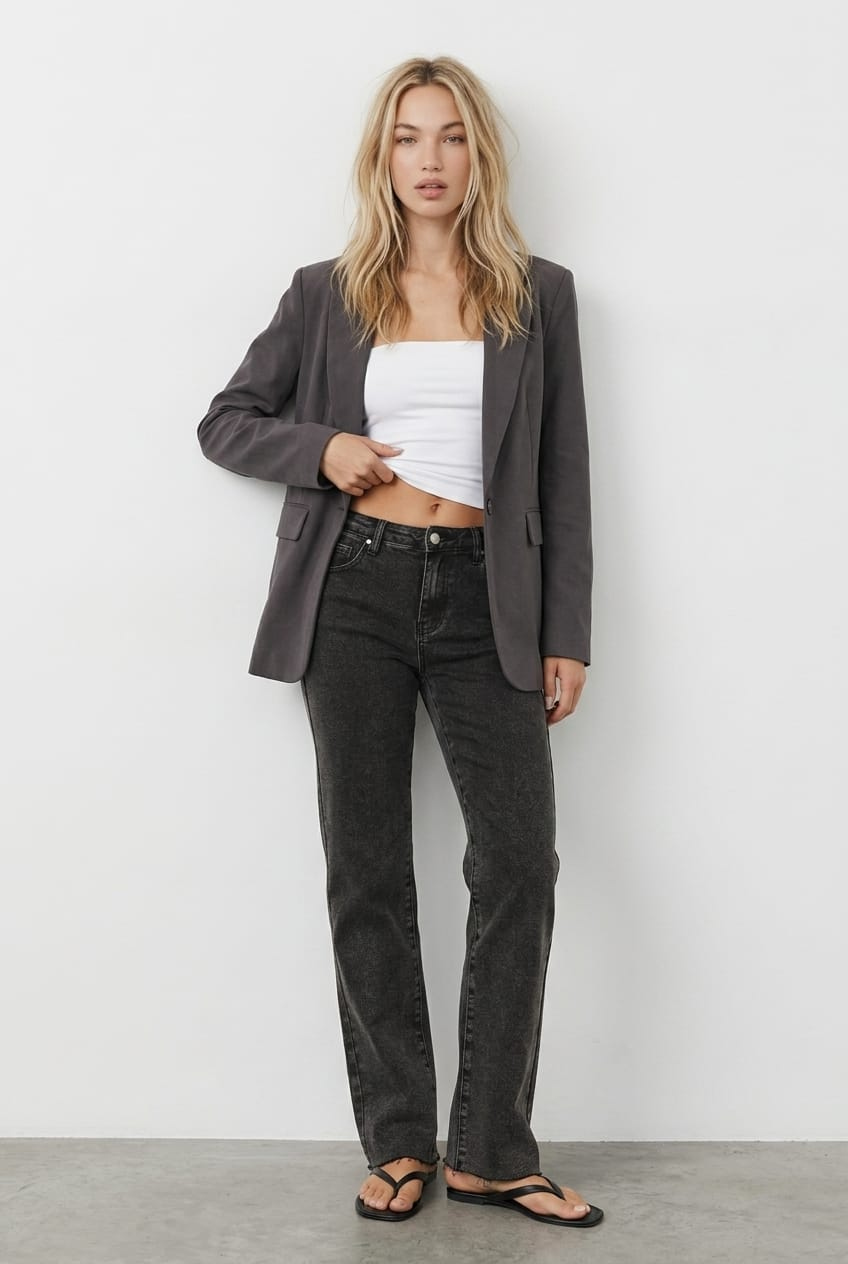 Grey Oversized Blazer for Ally Fashion