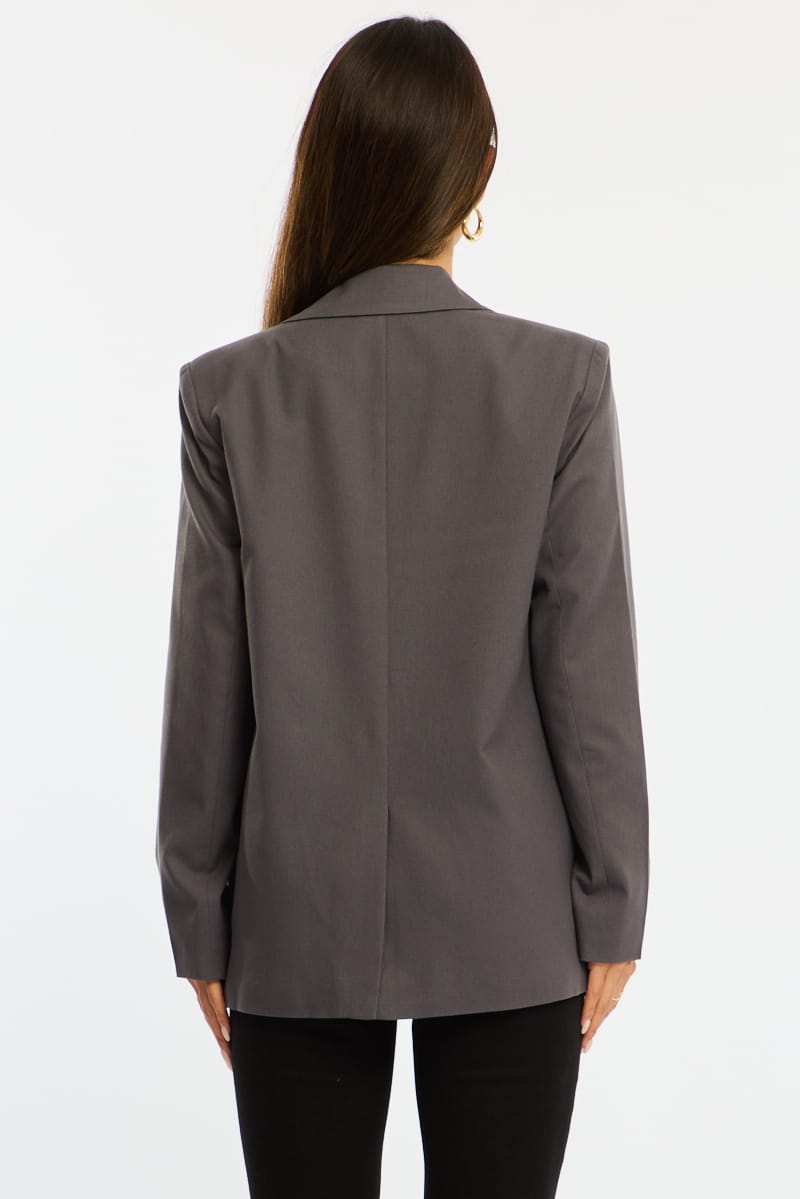Grey Oversized Blazer for Ally Fashion