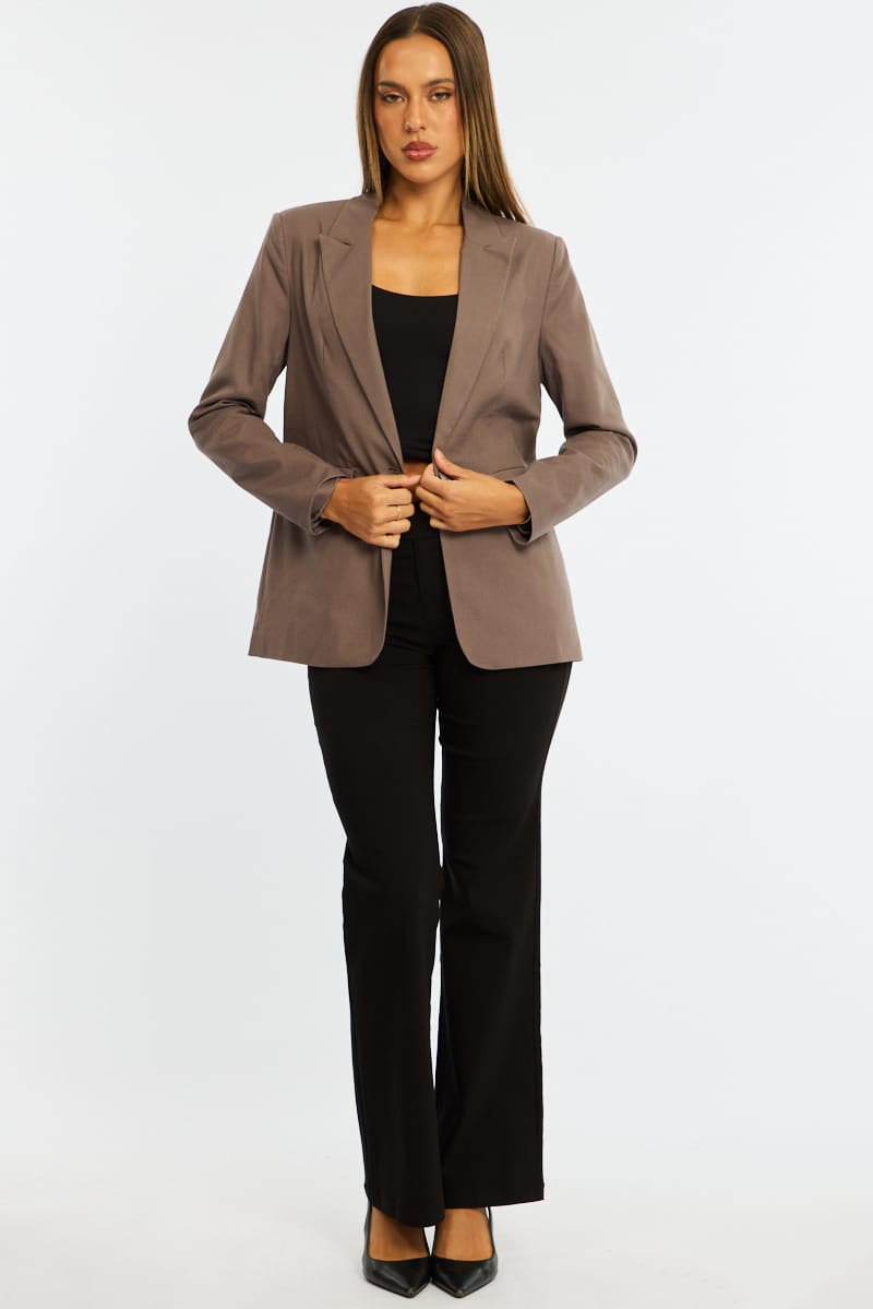 Brown Oversized Blazer for Ally Fashion