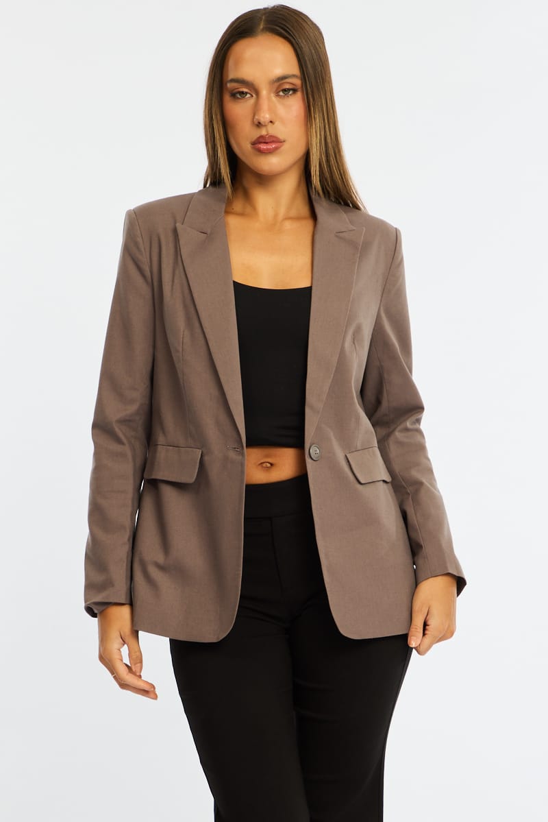 Brown Oversized Blazer for Ally Fashion