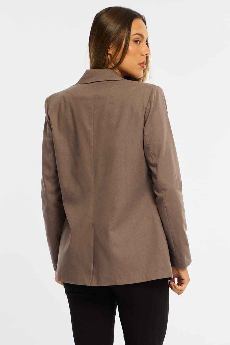 Brown Oversized Blazer for Ally Fashion
