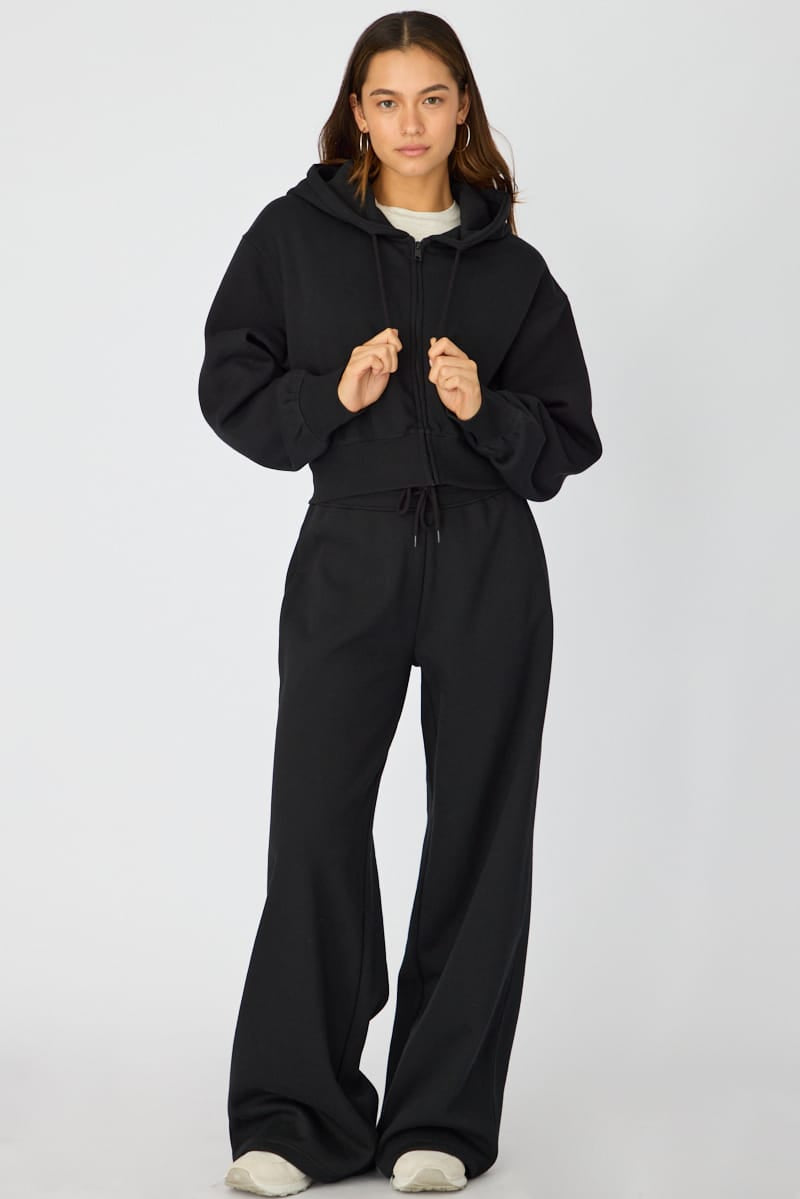 Black Zip Up Crop Hoodie for Ally Fashion