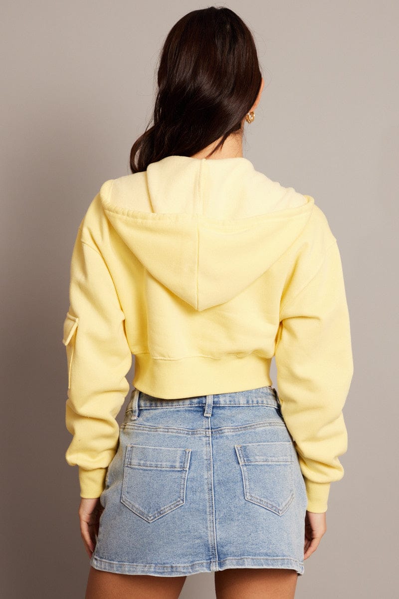 Yellow Zip Hoodie Long Sleeve for Ally Fashion