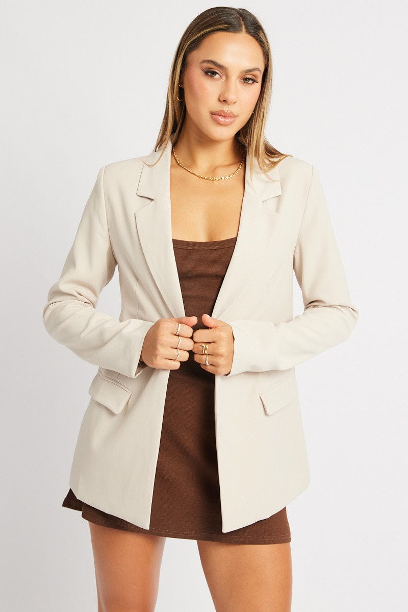 Beige Smart Blazer for Ally Fashion